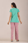 Sweet Moon Knit Cotton Pyjama Set - Lightviolet Aqua — thumbnail 2